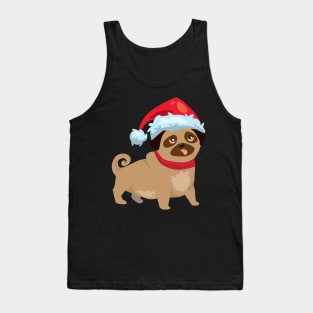 Christmas dog with santa hat Tank Top